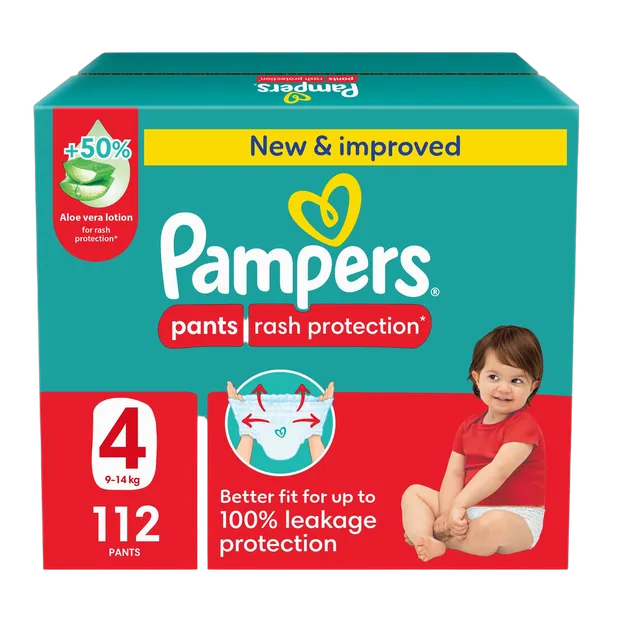 Pampers Baby Diaper Pants, Size 4, 112 Pieces