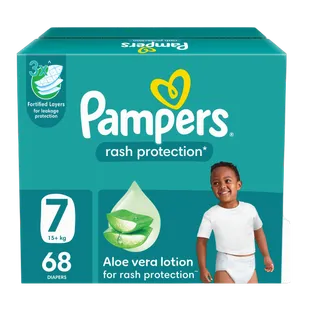 Pampers Rash Protection Taped Diapers, Size 7, 68 Diaprers