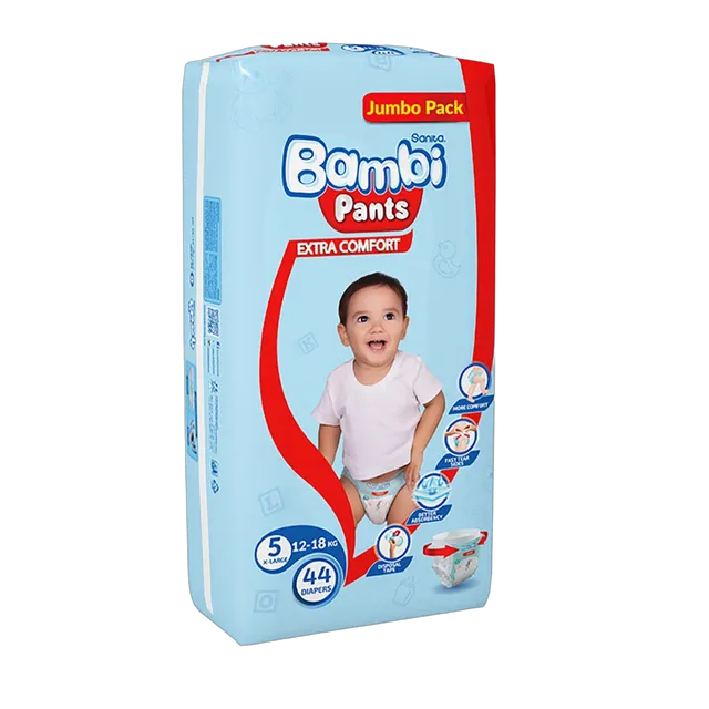 Sanita Bambi XL Baby Diaper Pants Size 5 (12-18kg), 44 Pieces