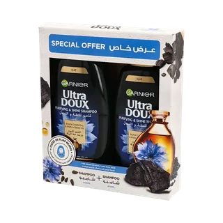 غارنييه الترا دوكس شامبو بالفحم عبوة مزدوجة 400 مل خصم 30%