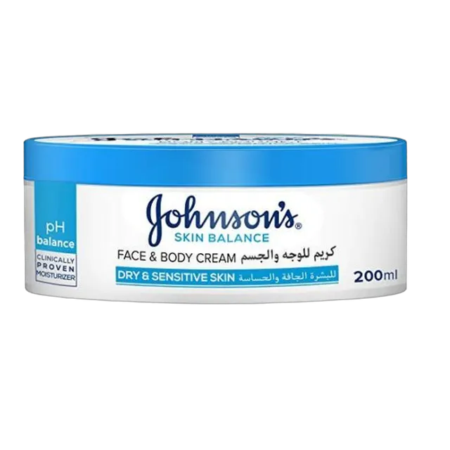 جونسونز كريم وجه وجسم Skin Balance للبشرة الجافة والحساسة، 200ml