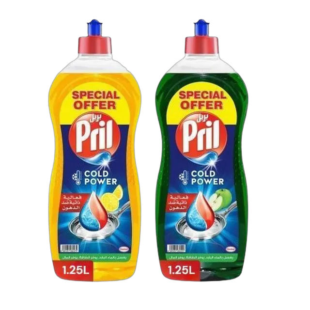 Pril Ultra Power Lemon & Apple Dishwashing Liquid, 2x1.25L