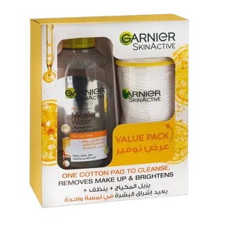 Garnier Skin Active Micellar Cleansing Water for Dull Skin with Free Cotton Pads Value Pack
