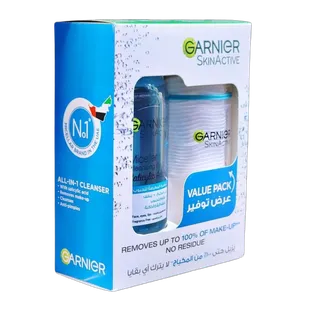 غارنييه ماء ميسيلار يزيل المكياج وينظف، 400 مل + قطن مجاناً