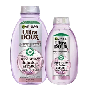 Garnier Ultra Doux Rice Water Smoothing Shampoo, 600ml + 400ml
