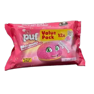 Eti Puff Marshmallow Strawberry Flavoured Biscuits, 216g