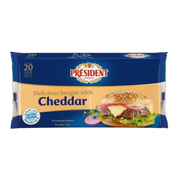 President Cheddar Burger Cheese Slice (20 Slices), 400g