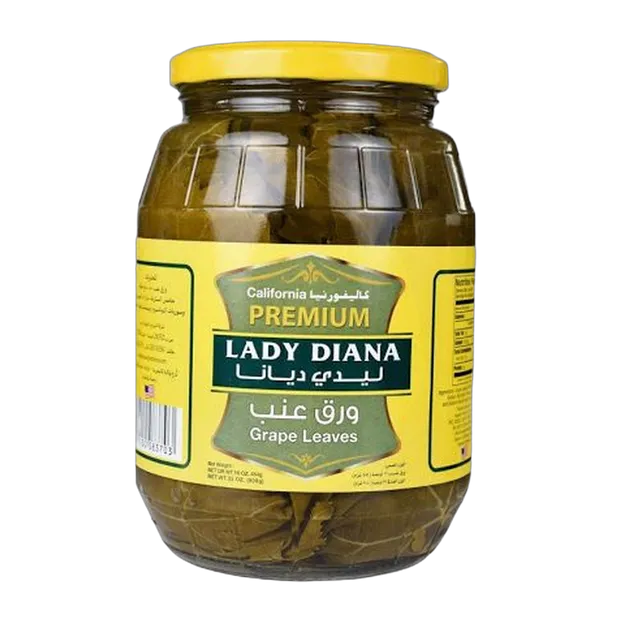 Lady Diana Premium Grape Leaves Glass Jar, 908g