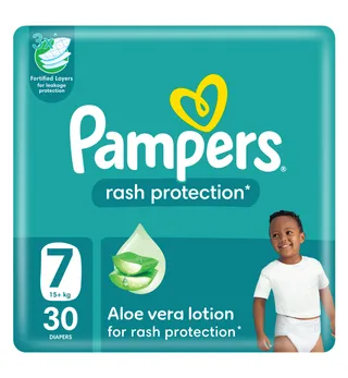 Pampers Rash Protection Taped Diapers, Size 7, 15+kg, Mega Pack, 30 Pieces
