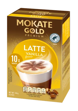 Mokate Gold Vanilla Flavour Latte Sachets, 10x14g, 140g