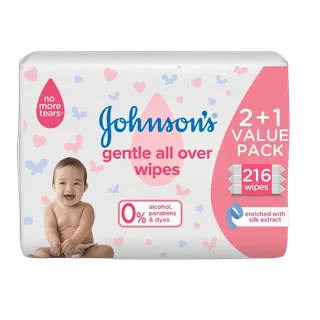 Johnson's Gentle All Over Baby Wipes 3x72 Pieces