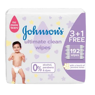 Johnson's Ultimate Clean Baby Wipes with Jasmine Extract, 4x48 wipes