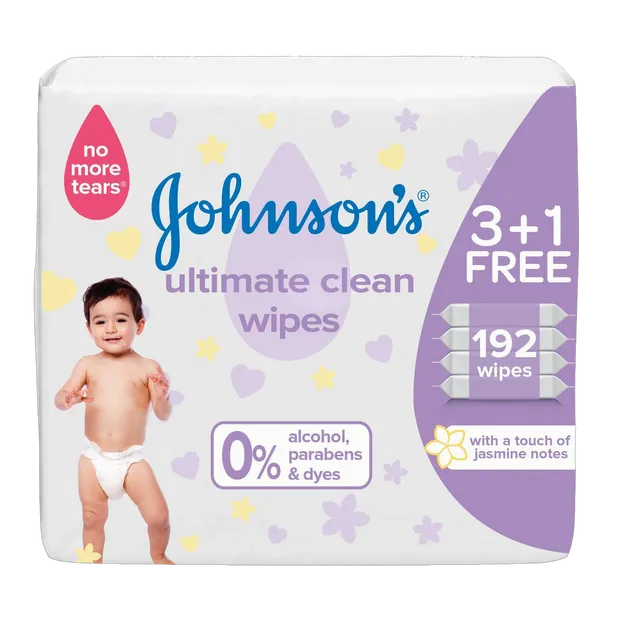 Johnson's Ultimate Clean Baby Wipes with Jasmine Extract, 4x48 wipes