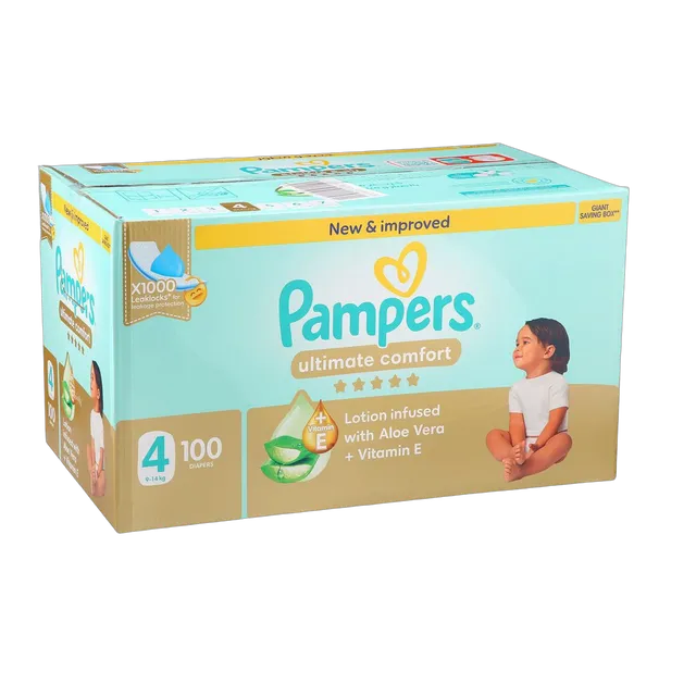 Pampers Ultimate Comfort S4 Style Diapers, 100 Pieces