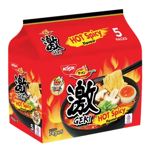Nissin Geki Hot Spicy Noodles, 5x74g