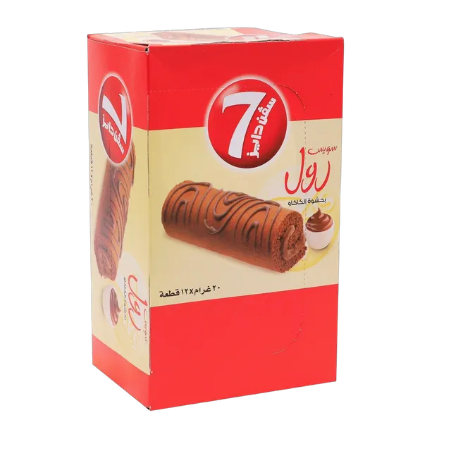 7 Days ميني سويسر رول محشو بكريمة الكاكاو، 12x20g