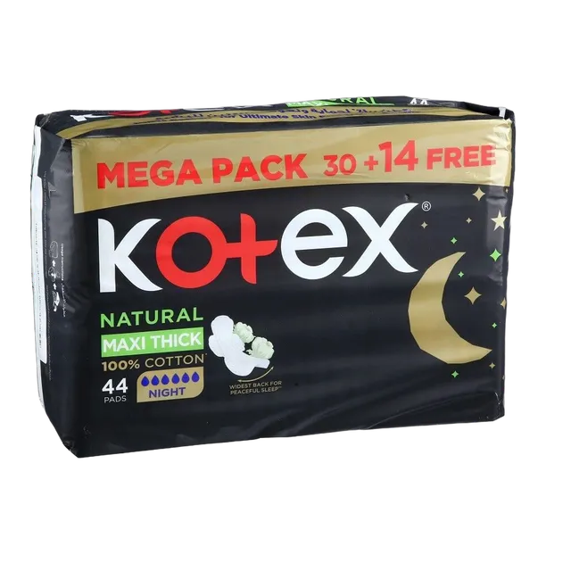 Kotex Maxi Protect Night Pads, 44 Pieces