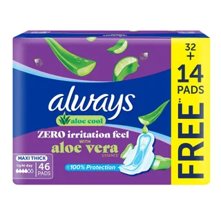 أولويز ماكسي ثيك فوط صحية للأيام الخفيفة, 46 Pads