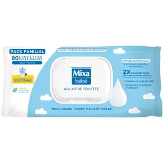 Mixa Bébé Cleansing Milk Wipes, 80 Pcs