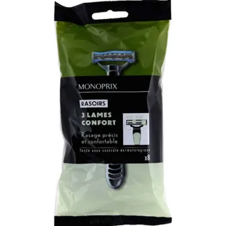 Monoprix Men Razors 3-Blade Aloe Vera, 8 Pcs