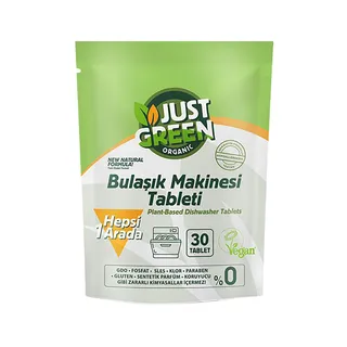 Just Green Plant-Based Dish Washer Tablets, 30 Count