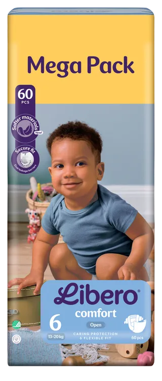 Libero Comfort 6 Open Diapers, 13-20kg, 60 Pieces