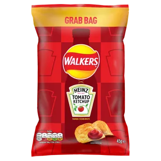 Walkers Heinz Tomato Ketchup Potato Chips Bag, 45g