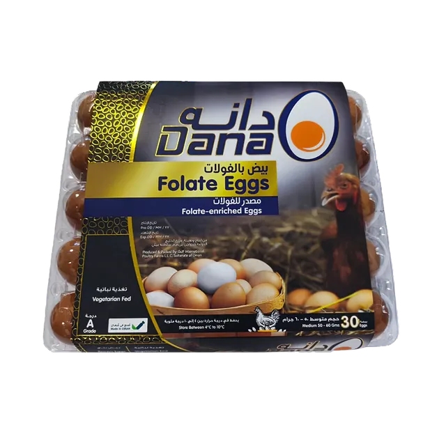 دانا بيض بني متوسط مع فولات، 30 قطعة