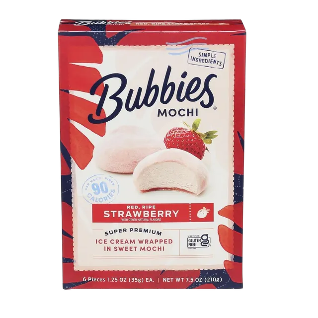 Bubbies Frozen Strawberry Mochi Ice Cream, 210g