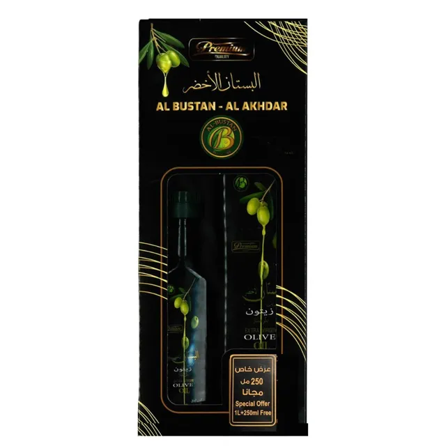 البستان الأخضر زيت زيتون بكر ممتاز, 1000ml + 250ml Special Offer