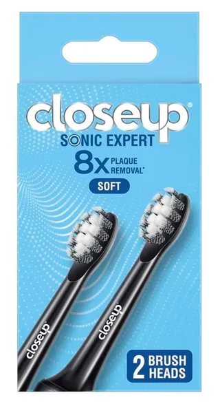 Closeup Sonic Expert Rechargeable Toothbrush Refill - Black, 2 Pieces