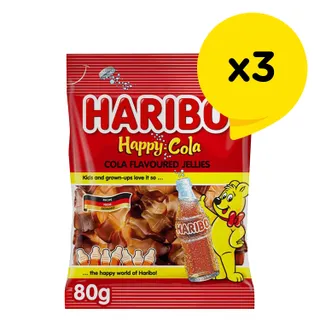 Haribo Happy Cola Gummies, 3x80g