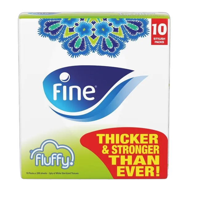 Fine Fluffy Facial 2Ply Tissue, 10x20 Sheets
