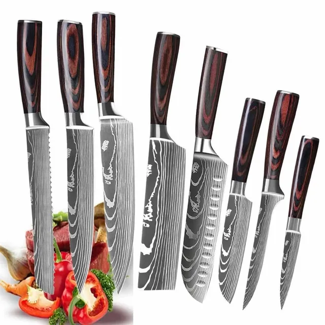 Stainless Steel Chef Knife Set, 8 pcs