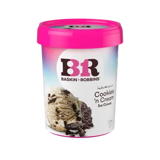 Baskin Robbins Cookies 'n Cream Ice Cream, 1L
