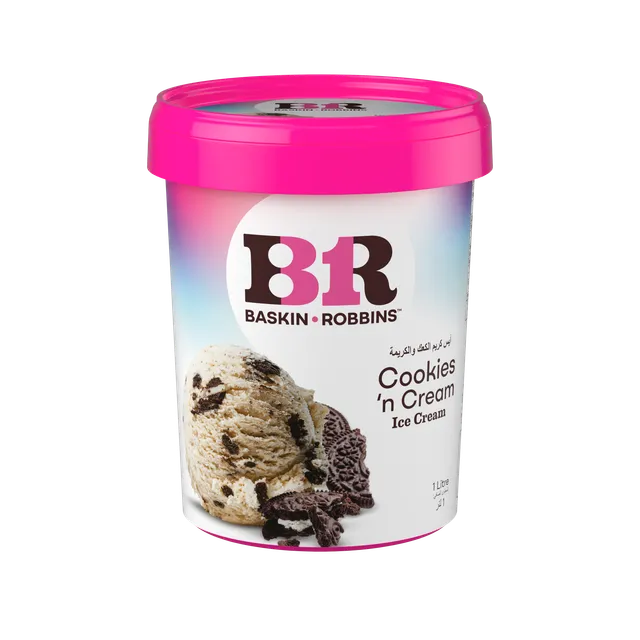 Baskin Robbins Cookies 'n Cream Ice Cream, 1L