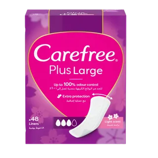 Carefree Panty Liners, Plus Large, Light Scent, 48 Pieces