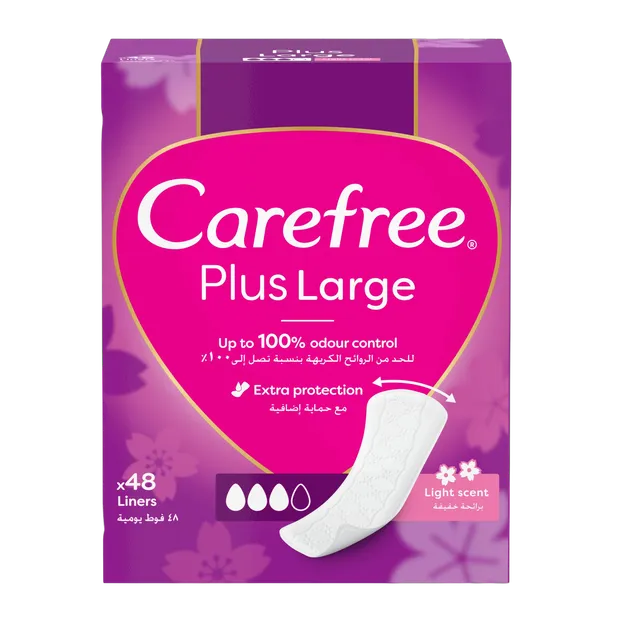 Carefree Panty Liners, Plus Large, Light Scent, 48 Pieces