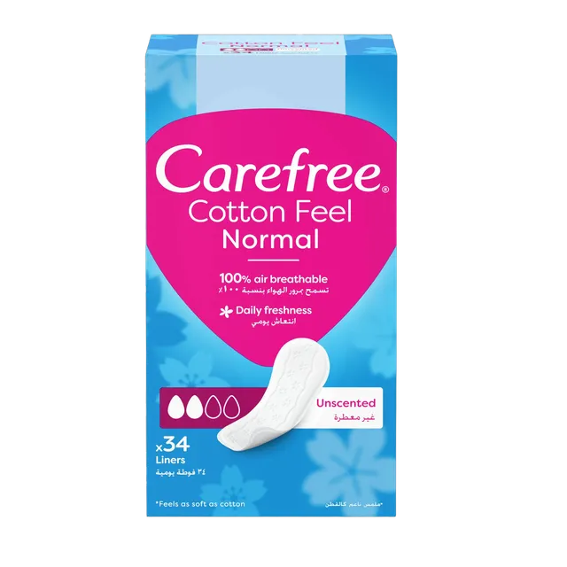 Carefree Breathable Daily Panty Liners, 34 Pieces