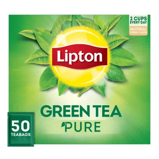 Lipton Pure Green Tea Foil Wrapped Tea Bags, 50 Pieces