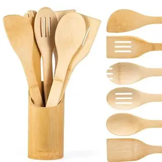 Bamboo Kitchen Spoon Set, 7 Pcs 592