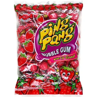 Haiyi Candy Ping Pang Assorted Flavour Bubble Gum Pop - Strawberry