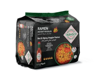 Tabasco Ramen Noodles Hot & Spicy Veggie Fusion, 5x75g