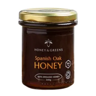 Honey & Greens Spanish Organic Oak Honey, 240 g