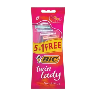 Bic Twin Lady Sensitive Disposable Shaving Razors For Women, 5+1 Pieces