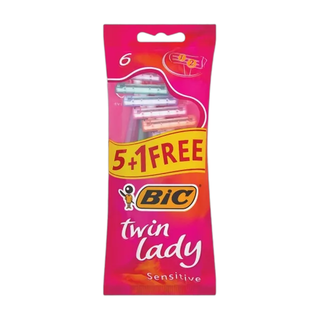 Bic Twin Lady Sensitive Disposable Shaving Razors For Women, 5+1 Pieces