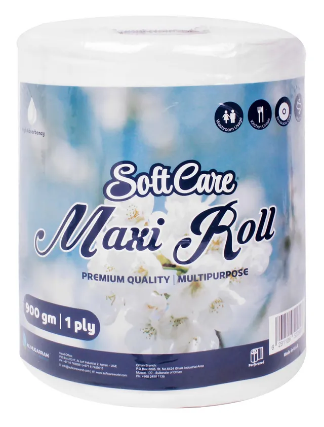 Softcare Maxi Roll 1-Ply White, 900g