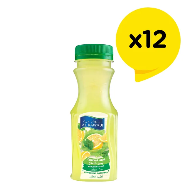 Al Rawabi Lemon & Mint Juice Reduced Sugar, 12x200ml