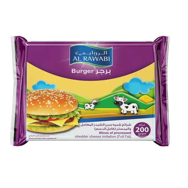 Al Rawabi Processed Burger Cheddar Cheese Slices, 200g