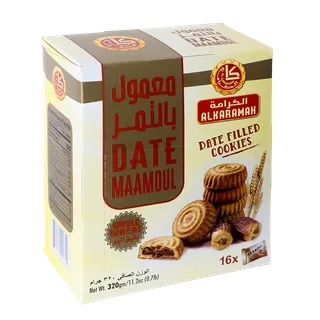 الكرامة كوكيز معمول محشو تمر بالقمح الكامل 16 قطعة، 320جم